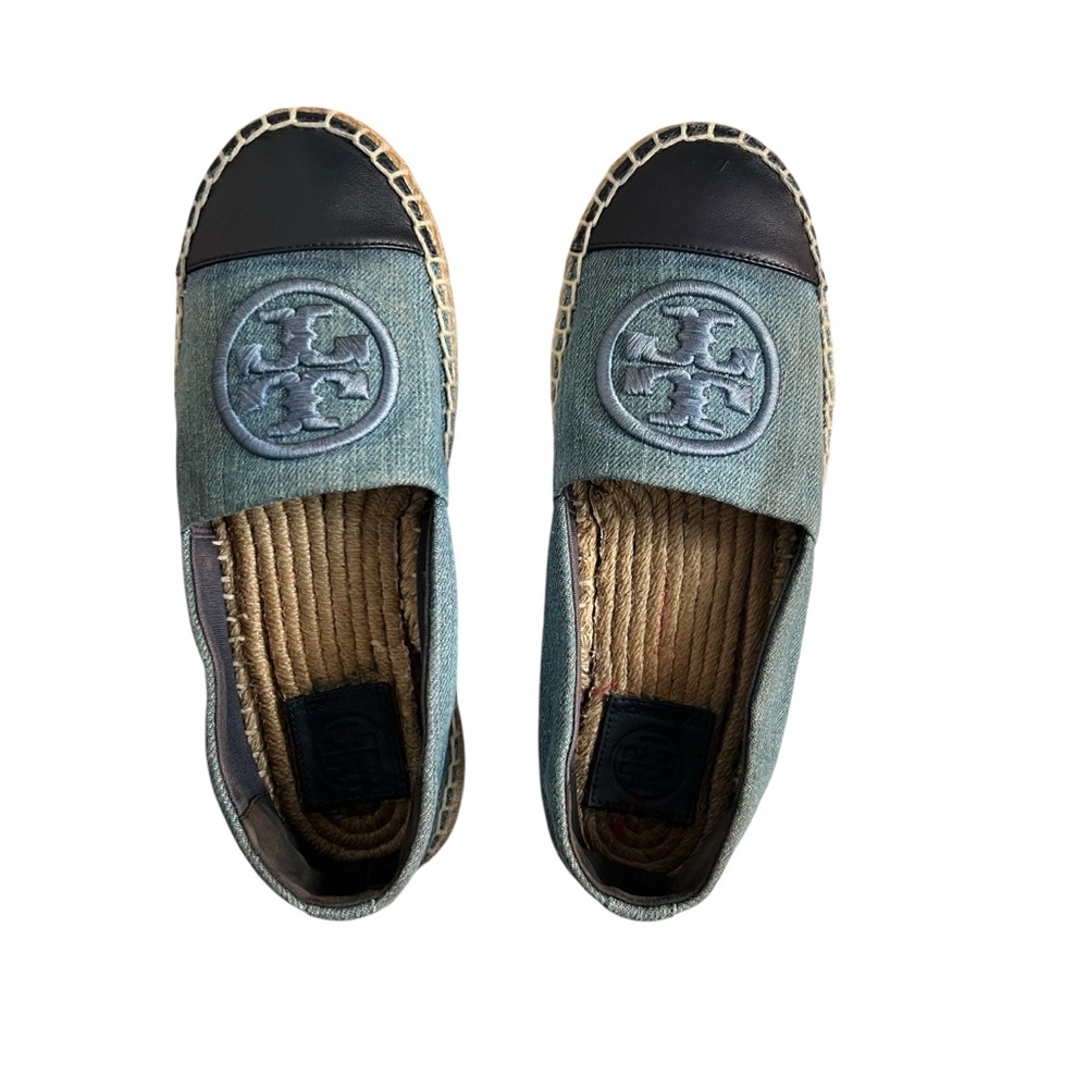 TORY BURCH Benton Denim Cap Toe Espadrille Blue Platform Women’s Size 6 - Picture 5 of 16